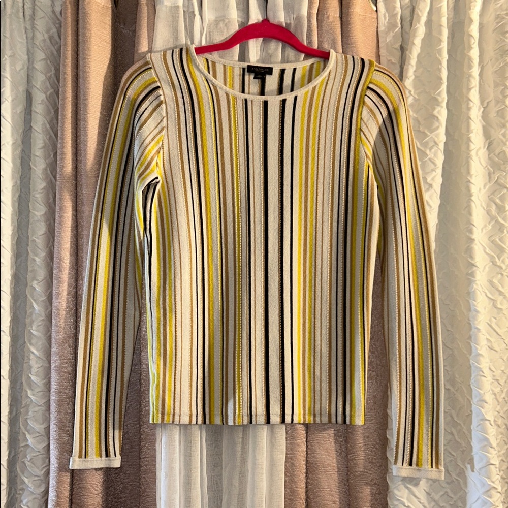 Ann Taylor Size XS Neutral Tones Striped Long Sleeve
